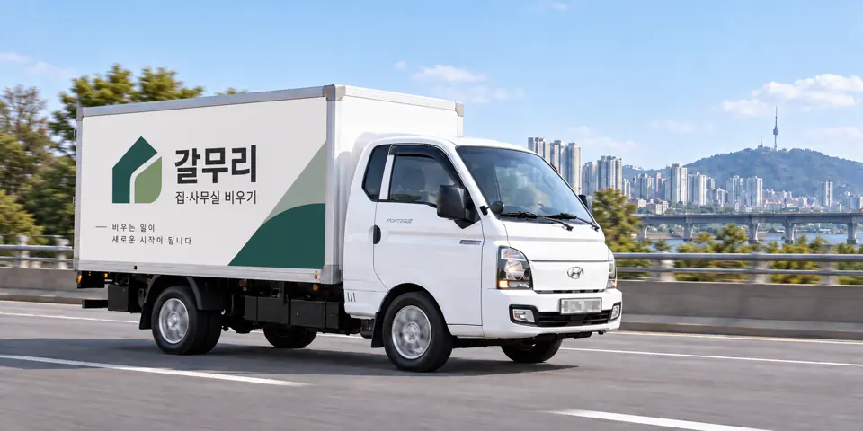 갈무리 작업 차량을 담은 그림 · 영동 유품정리